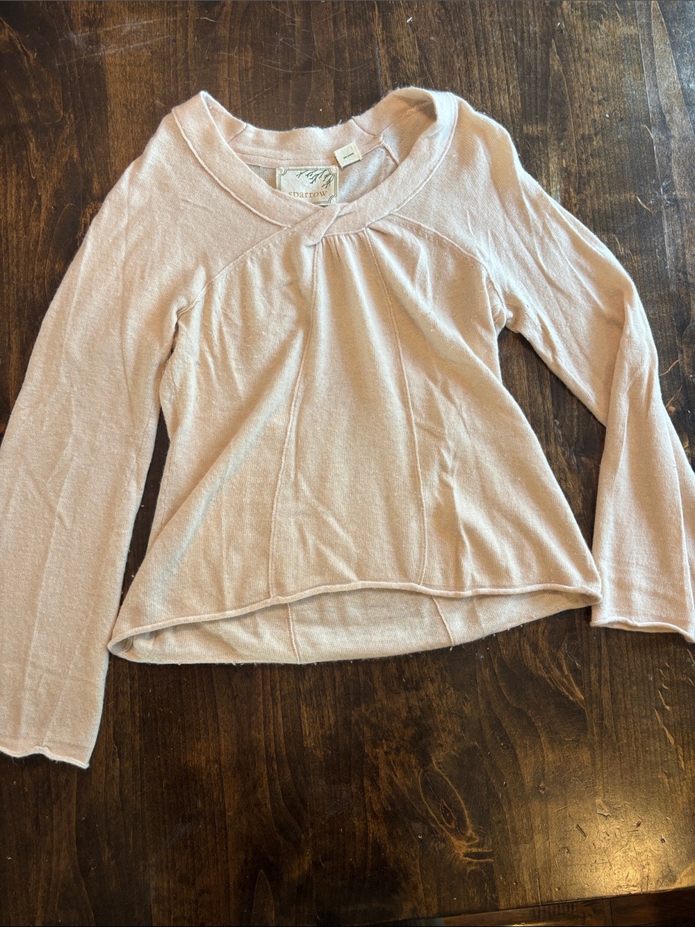 Soft Pink Long Sleeve Peplum Top